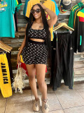 Moon print vest top shorts set