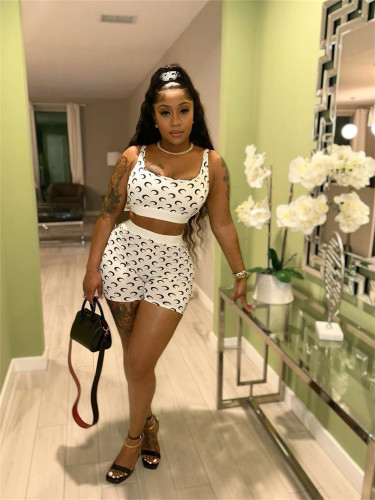 Moon print vest top shorts set