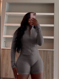 Sports tight fitting long sleeved shorts two-piece set
