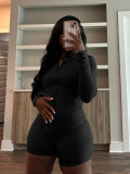 Sports tight fitting long sleeved shorts two-piece set