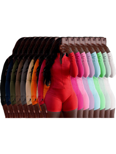 Sports tight fitting long sleeved shorts two-piece set