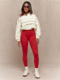 Drawstring waist nylon top yoga pants two-piece set