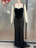 Strapless lace patchwork hollow jacquard micro transparent fishbone waist skirt set