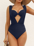 Hard cup gathering high waist split bikini two-piece set