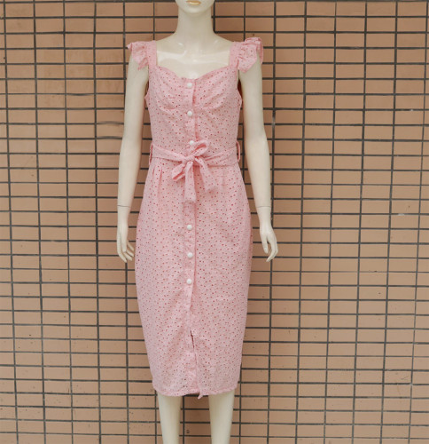Square collar embroidered hip hugging dress