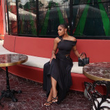 Single strap off shoulder one neck long dress set
