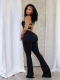 Hanging neck tie and backless jumpsuit