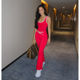 Cross flared pants nude yoga fitness two-piece set