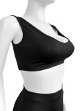 Crop Vest High waisted micro horn sports three piece set HR24046 