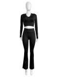 Crop Vest High waisted micro horn sports three piece set HR24046 