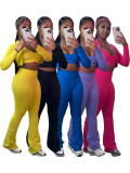 Crop Vest High waisted micro horn sports three piece set HR24046 