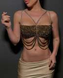 Hanging neck top, small vest, body chain, chest chain