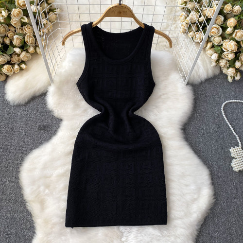 Waist hugging short knit dress with hip wrap