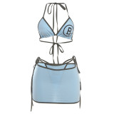 Strap printed vest bikini set K24S48638