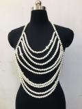 Pearl body chain tassel hollow chest chain top vest body chain