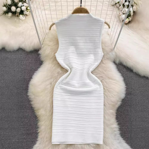 V-neck waist cinched sleeveless knit hip hugging jumpsuit