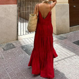 Solid color camisole long dress