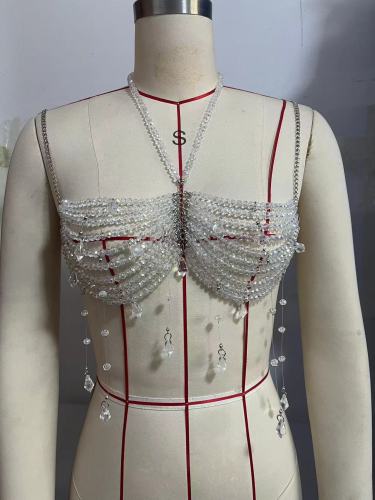 Transparent body chain top vest