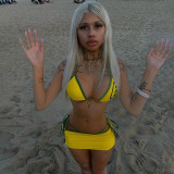 Strap printed vest bikini set K24S48638