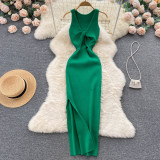 Twisted hollow out two-piece knitted dress