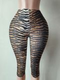 Leopard print high waisted slim fit pants