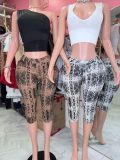 Leopard print high waisted slim fit pants