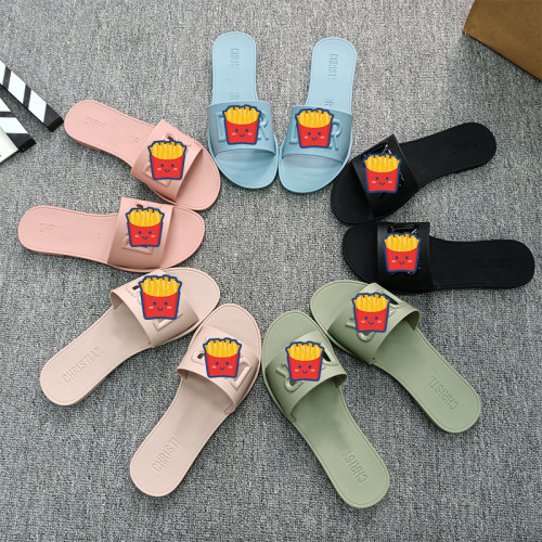 One line beach PVC jelly slippers