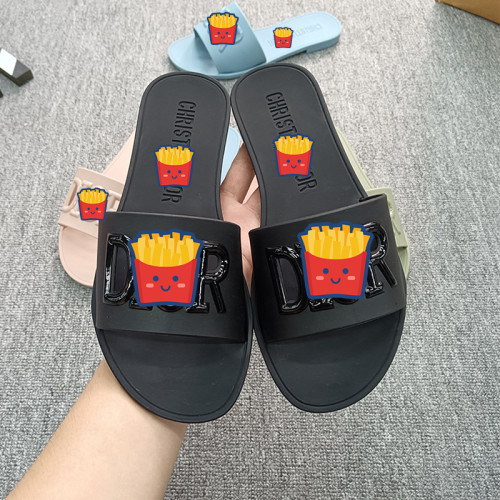 One line beach PVC jelly slippers