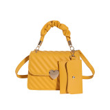 Peach Heart Lock Handheld Single Shoulder Cross Shoulder Small Square Bag