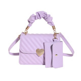 Peach Heart Lock Handheld Single Shoulder Cross Shoulder Small Square Bag