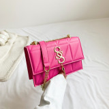 Single shoulder crossbody small square bag, solid color checkered women's bag