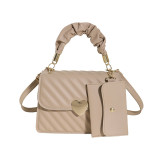 Peach Heart Lock Handheld Single Shoulder Cross Shoulder Small Square Bag