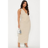 Sleeveless lapel suit vest zipper split skirt two-piece set