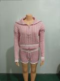 2-piece set of high stretch knitted sweater shorts FF1383