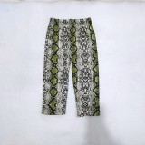 Serpentine print cropped pants with bottom and calf mid length