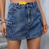 Butt hugging denim skirt A-line skirt