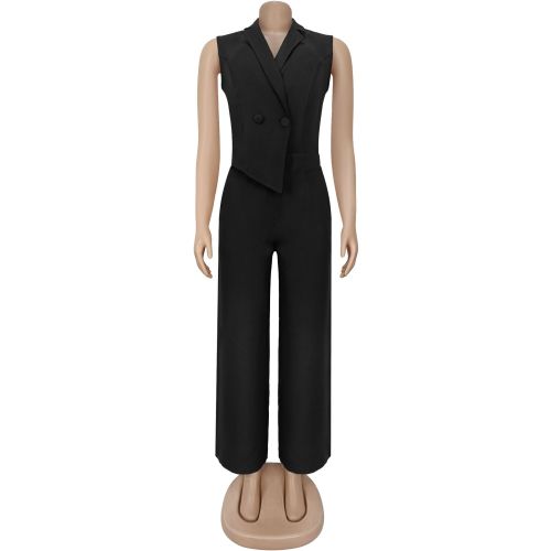 V-neck suit wide leg jumpsuit