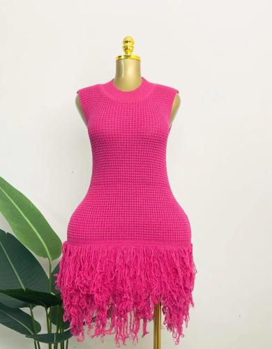 Sleeveless tassel knit dress