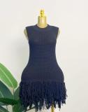 Sleeveless tassel knit dress