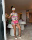 Colorful striped knitted suit