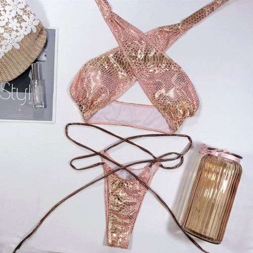 Serpentine strap swimsuit, split swimsuit