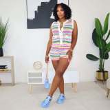 Colorful striped knitted suit