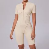 Zipper short sleeved outdoor fitness yoga jumpsuit K0113