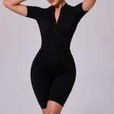 Zipper short sleeved outdoor fitness yoga jumpsuit K0113
