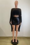 Round neck mesh shawl small camisole cover with inner layer included