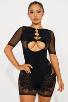 Mesh see through high waisted long sleeved tight fitting hip hugging jumpsuit