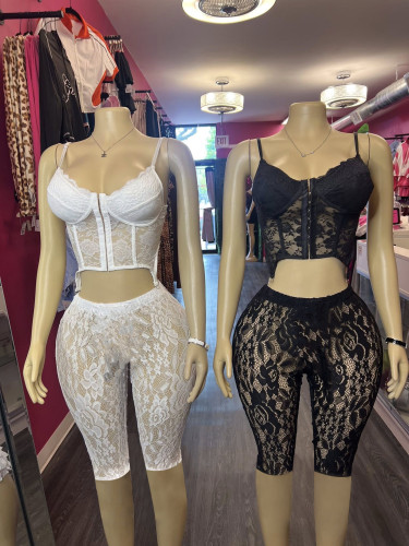 Two piece lace women's shorts set