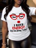 Letter printed round neck short sleeved T-shirt