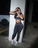 Sports vest top, hip hugging pants set