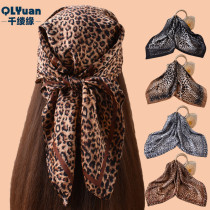 Leopard print handkerchief, satin chiffon handkerchief